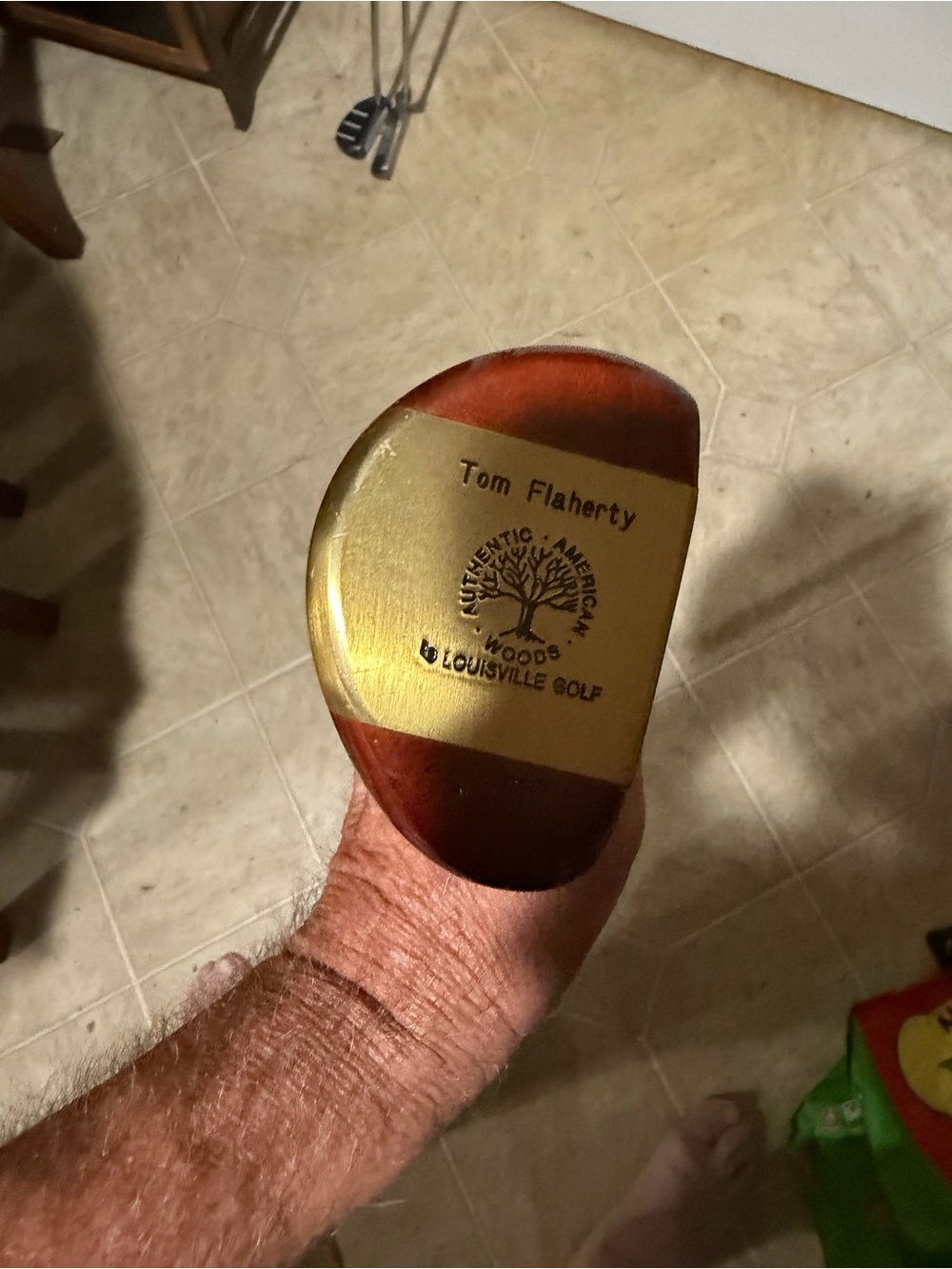 Vintage Wooden Putter Head - Gold and Brown by Louisville Golf